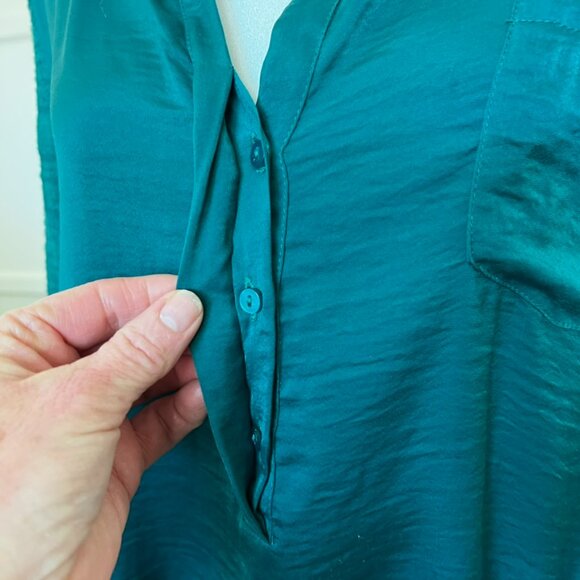 ANTHRO Maeve Emerald Green Peasant Top Crochet Lace Back Boho Blouse M - Picture 6 of 11